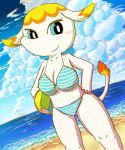  1girl artist_request ball beach beachball bikini doubutsu_no_mori elephant furry nintendo no_humans sarii_(doubutsu_no_mori) swimsuit tagme 