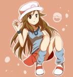  00s artist_request blue_(pokemon) brown_eyes brown_hair hat long_hair pokemon pokemon_(game) pokemon_frlg skirt 