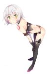  1girl assassin_of_black bare_shoulders blush fate/apocrypha fate/grand_order fate_(series) fingerless_gloves from_above gloves green_eyes highres looking_at_viewer panties scar solo stitched thigh-highs underwear ura1011 white_background white_hair 