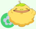  1boy closed_eyes facial_hair flower green_background green_hair grey_background honoboono leaf mii-kami mustache no_humans open_mouth simple_background solo youkai youkai_watch 