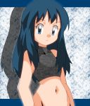  1girl blue_eyes blue_hair hainchu hikari_(pokemon) looking_at_viewer navel nintendo pokemon solo 