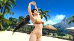  1girl 3d beach bikini black_hair breasts closed_eyes dead_or_alive dead_or_alive_xtreme_3_fortune dead_or_alive_xtreme_beach_volleyball large_breasts momiji_(ninja_gaiden) ninja_gaiden official_art ponytail solo stretch swimsuit tecmo 