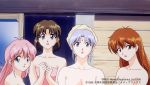  1996 4girls 90s :o blue_eyes breasts brown_hair collarbone copyright copyright_name dated juliana_(megami_paradise) large_breasts lilith_(megami_paradise) long_hair looking_at_viewer medium_breasts megami_paradise multiple_girls naked_towel nec official_art open_mouth out-of-frame_censoring pink_hair red_eyes redhead rurubell short_hair silver_hair stashia towel upper_body 