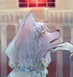  1girl blue_eyes blue_hair dog female furry indoors nekotsuki open_mouth short_hair sky solo 