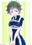 1girl blush boku_no_hero_academia breasts genderswap green_hair midoriya_izuku solo 