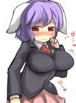  1girl alternate_breast_size animal_ears blush bouncing_breasts breasts gaoo_(frpjx283) highres large_breasts lavender_hair rabbit_ears red_eyes reisen short_hair solo touhou 