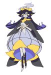  1girl chandelure dress female fire fusion lilligant multicolored_eyes pale_skin pam_xo01 personification pokemon simple_background solo violet_eyes white_background yellow_eyes 