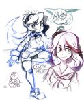  kill_la_kill monochrome multiple_girls sketch skullgirls 