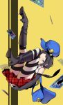  1girl black_hair looking_at_viewer marie_(persona_4) persona persona_4 persona_4_the_golden solo striped_legwear tarot thigh-highs xiao_chichi 