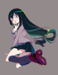  1girl asui_tsuyu boku_no_hero_academia female green_hair long_hair school_uniform skirt smile 