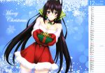  1girl absurdres black_hair blue_eyes breasts calendar christmas highres infinite_stratos large_breasts long_hair ribbon shinonono_houki solo yuuki_homura 