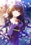  1girl brown_hair choker dress female flower hairband llule long_hair mingou91 original violet_eyes 