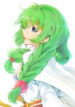  1girl blue_eyes braid cloak dress glasses green_hair lips long_hair open_mouth philia_felice tales_of_(series) tales_of_destiny 