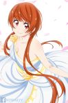  1girl artist_request dress female flower nisekoi orange_hair smile solo tachibana_marika wedding_dress 