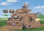  1girl aminji_(liaoumen) cannon girls_und_panzer ground_vehicle highres military military_vehicle motor_vehicle nishizumi_miho tank turret vehicle warhammer_40k 