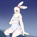  1girl artist_request female furry gradient gradient_background rabbit red_eyes solo swimsuit 