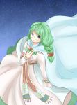  1girl bracelet braid breasts cloak dress glasses green_hair jewelry long_hair philia_felice smile tales_of_(series) tales_of_destiny violet_eyes 