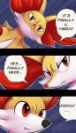  3koma braixen comic delphox drawfag fennekin highres jojo_no_kimyou_na_bouken meme parody pokemon pokemon_(creature) red_eyes speech_bubble 