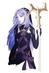  1girl alternate_costume aqua_(fire_emblem_if) artist_request breasts cosplay elma_(xenoblade_x) female fire_emblem fire_emblem_if long_hair nintendo pointy_ears purple_hair spoilers weapon xenoblade_chronicles_x 