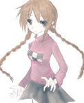  1girl artist_request brown_hair madotsuki simple_background solo twintails white_background yume_nikki 