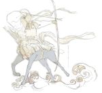  arrow bow_(weapon) centaur eboshi japanese_clothes no_humans original pale_color running sumiyoshi_lyao weapon white_background 