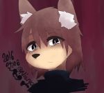  androgynous artist_request brown_eyes brown_hair dog furry gradient gradient_background long_hair short_hair solo 