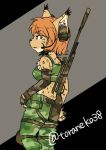  1girl breasts cheetah female furry military military_uniform orange_hair red_eyes short_hair solo toraneko_(38) uniform 