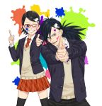  1boy 1girl bangs glasses looking_at_viewer naruto tagme uchiha_sarada 