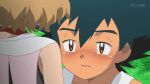  1boy 1girl animated animated_gif blush embarrassed nintendo pokemon pokemon_(anime) satoshi_(pokemon) serena_(pokemon) short_hair shy 