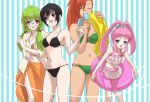  4girls bare_shoulders bikini black_hair blue_eyes blush breasts chelsea_torn cleavage closed_eyes dress food glasses green_hair ice_cream long_hair mary_argent midriff multiple_girls navel open_mouth philia_felice pink_hair redhead rutee_katrea short_hair swimsuit tales_of_(series) tales_of_destiny violet_eyes 