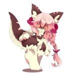  androgynous cat full_body furry inumimi-syndrome long_hair pink_eyes pink_hair ponytail simple_background solo white_background 
