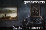  2boys chocobo couch cover father_and_son final_fantasy final_fantasy_xv magazine_cover multiple_boys noctis_lucis_caelum official_art painting regis_lucis_caelum square_enix 