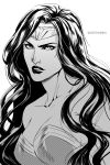  1girl dawn_of_justice dc_comics forehead_protector monochrome solo wonder_woman wonder_woman_(series) 