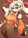  1girl breasts female furry inumimi-syndrome open_mouth red_eyes short_hair simple_background solo white_hair 