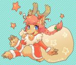  1girl bell blue_eyes dress female full_body furry horse long_hair orange_hair santa_costume solo toraneko_(38) 