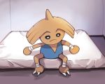  artist_request black_eyes claws hitmontop mattress nintendo pokemon sitting 