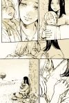  2girls black_hair blonde_hair blush book christa_renz frieda_reiss hug monochrome multiple_girls siblings sisters smile spoilers tired 