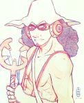  1boy goggles hat kuro_kabuto male_focus one_piece pale_color slingshot solo suspenders topless usopp weapon 