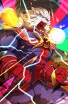 1boy chest_cannon electricity fate/grand_order fate_(series) furry gloves light_bulb lion rabbity roaring sky spandex star_(sky) starry_sky thomas_edison_(fate/grand_order) 