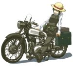  00s 1girl androgynous artist_request black_eyes black_hair ground_vehicle hat hermes kino kino_no_tabi luggage motor_vehicle motorcycle pouch_bags short_hair solo tagme vehicle 