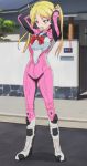  1girl bakuon!! biker_clothes bikesuit blonde_hair bodysuit screencap suzunoki_rin twintails 