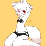  1girl artist_request bra cat female furry open_mouth short_hair simple_background solo underwear white_hair 