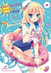  1girl blonde_hair blue_eyes blush fang female hair_ornament hairpin happy hat jewelry long_hair original ringonotane school_uniform side_ponytail solo sweets thigh-highs water_float 