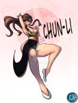  1girl alternate_costume alternate_hairstyle breasts brown_hair capcom china_dress chun-li cleavage solo street_fighter street_fighter_v 