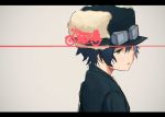  00s 1girl androgynous artist_request black_hair brimmed_hat fur goggles hat kino kino_no_tabi short_hair solo tagme 