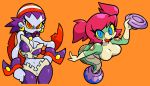  2girls ass bandanna blue_eyes breasts cleavage lamia looking_at_viewer monster_girl multiple_girls red_eyes risky_boots shantae shenanimation tuki_(shantae) wayforward wide_hips yellow_sclera 