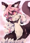  androgynous cat furry gradient gradient_background inumimi-syndrome long_hair one_eye_closed pink_eyes solo tongue twintails 