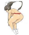  1girl ass homura_(senran_kagura) inkerton-kun senran_kagura senran_kagura_(series) simple_background solo topless 