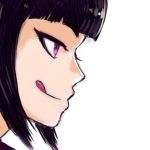  1girl :p akairiot capcom face han_juri licking_lips side_view simple_background smile solo street_fighter street_fighter_iv tongue tongue_out violet_eyes 