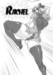  1girl blue_eyes breasts female headband japanese_clothes large_breasts leotard martial_champion monochrome racheal thigh-highs 